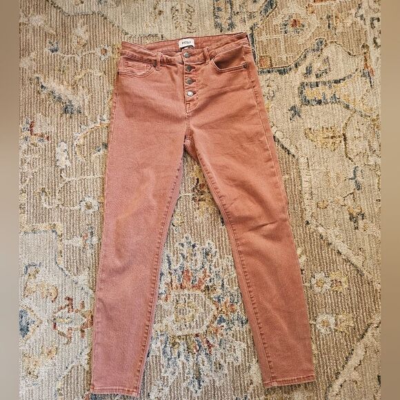 Pistola buttonfly sz 29 with 27" inseam.  Color is like a mauvish rust color - Picture 1 of 5